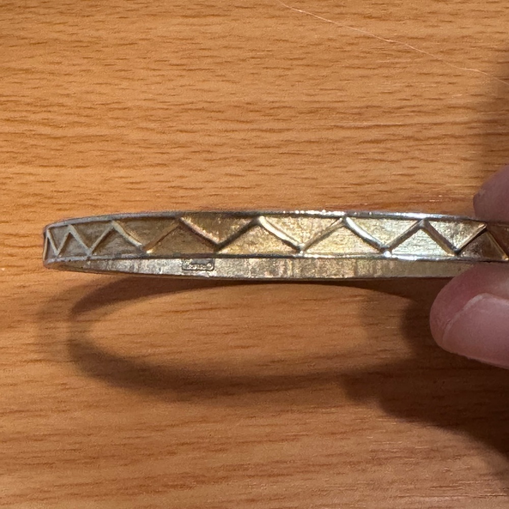 Vintage Crown Trifari Gold-toned Geometric Bangle